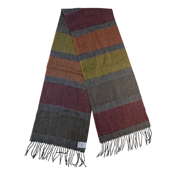 Fraas Accessories - FRAAS Plaid Wool Scarf Multicolor Fringe Warm Winter